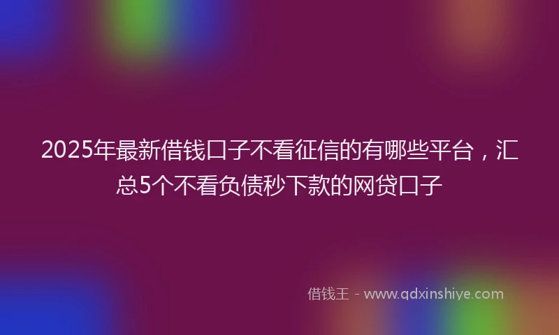 2025年最新借钱口子不看征信的有哪些平台，汇总5个不看负债秒下款的网贷口子