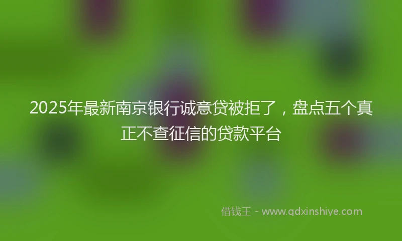 2025年最新南京银行诚意贷被拒了，盘点五个真正不查征信的贷款平台