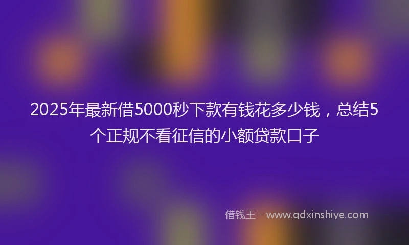 2025年最新借5000秒下款有钱花多少钱，总结5个正规不看征信的小额贷款口子