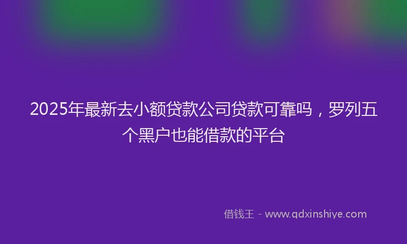 2025年最新去小额贷款公司贷款可靠吗，罗列五个黑户也能借款的平台