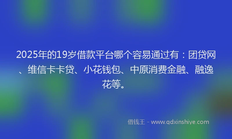 2025年的19岁借款平台哪个容易通过有：团贷网、维信卡卡贷、小花钱包、中原消费金融、融逸花等。