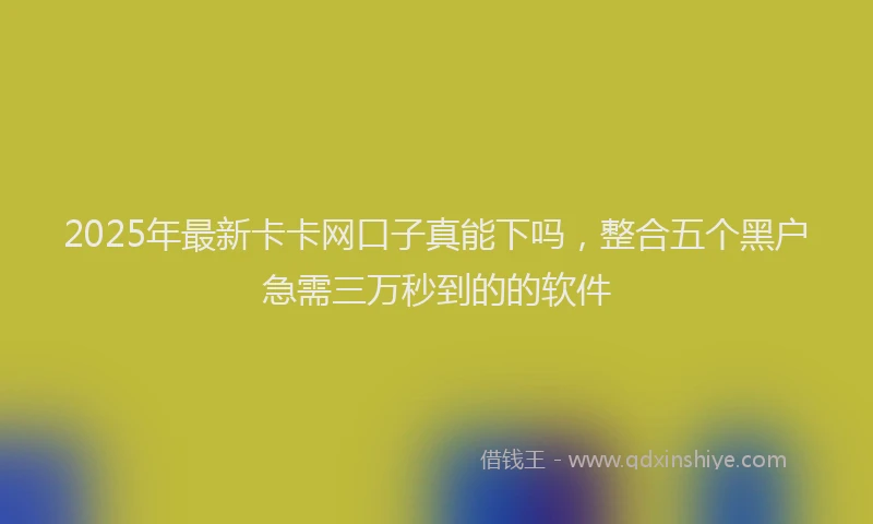 2025年最新卡卡网口子真能下吗，整合五个黑户急需三万秒到的的软件