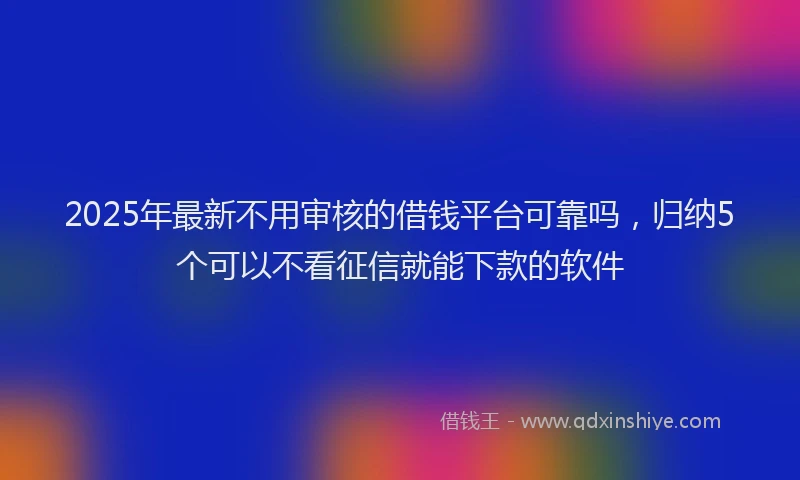 2025年最新不用审核的借钱平台可靠吗，归纳5个可以不看征信就能下款的软件