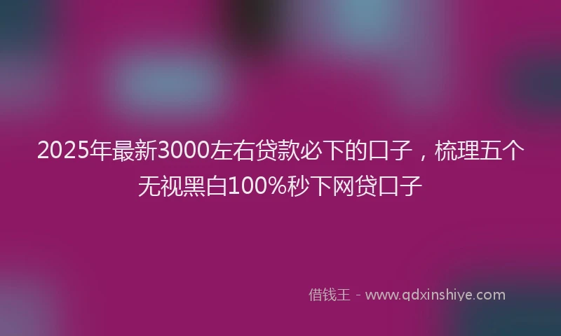 2025年最新3000左右贷款必下的口子，梳理五个无视黑白100%秒下网贷口子