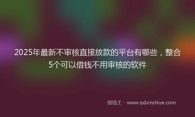 2025年最新不审核直接放款的平台有哪些，整合5个可以借钱不用审核的软件