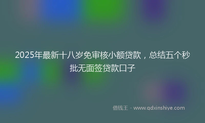 2025年最新十八岁免审核小额贷款，总结五个秒批无面签贷款口子