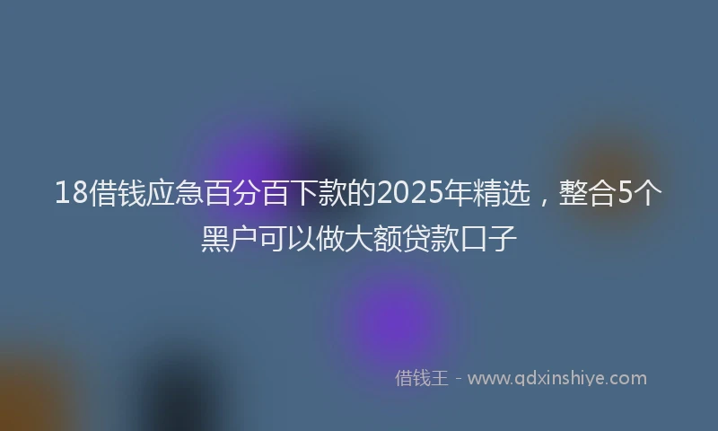 18借钱应急百分百下款的2025年精选，整合5个黑户可以做大额贷款口子