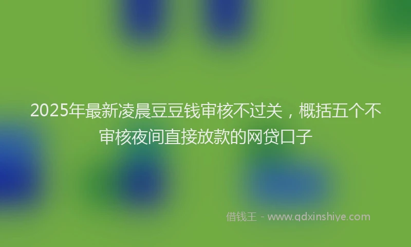 2025年最新凌晨豆豆钱审核不过关，概括五个不审核夜间直接放款的网贷口子