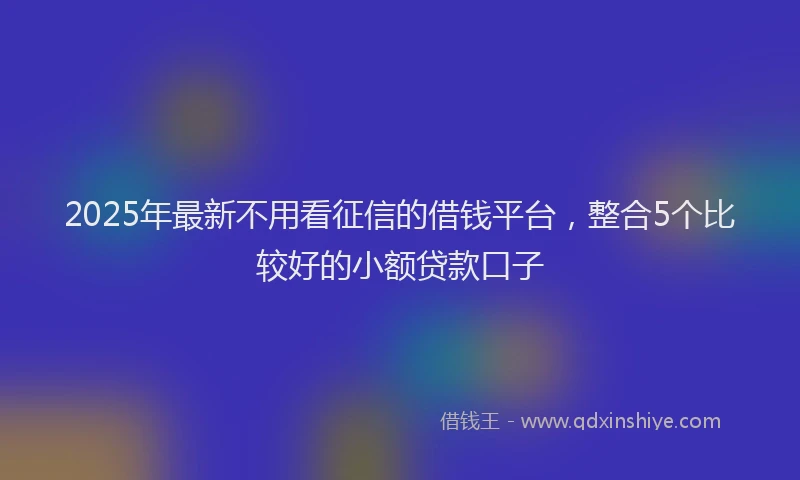 2025年最新不用看征信的借钱平台，整合5个比较好的小额贷款口子