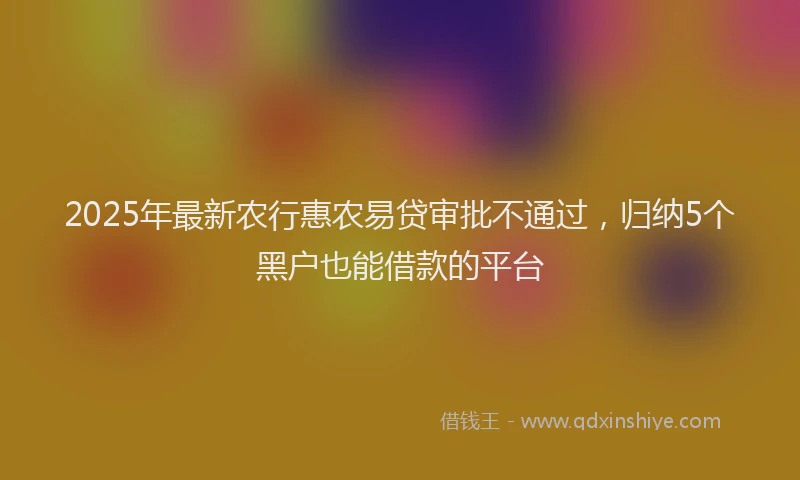 2025年最新农行惠农易贷审批不通过，归纳5个黑户也能借款的平台