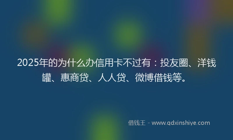 2025年的为什么办信用卡不过有：投友圈、洋钱罐、惠商贷、人人贷、微博借钱等。
