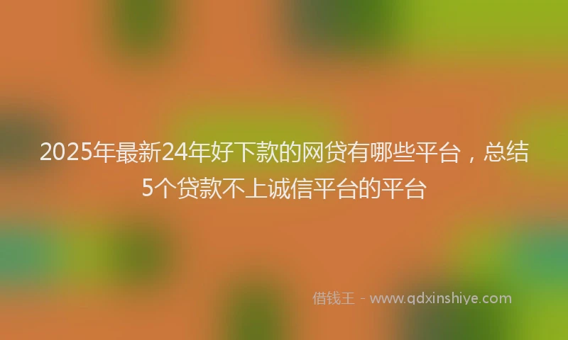 2025年最新24年好下款的网贷有哪些平台，总结5个贷款不上诚信平台的平台