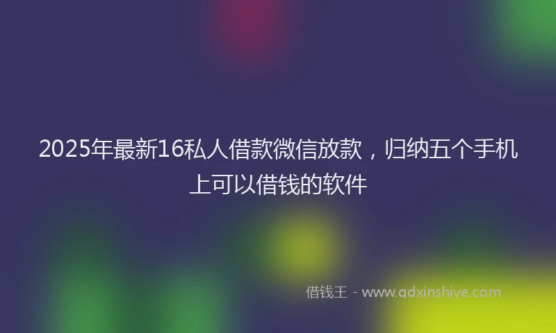 2025年最新16私人借款微信放款，归纳五个手机上可以借钱的软件
