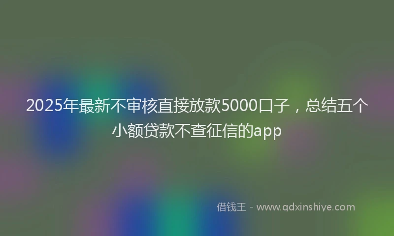 2025年最新不审核直接放款5000口子，总结五个小额贷款不查征信的app