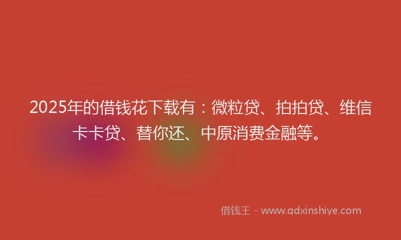 2025年的借钱花下载有：微粒贷、拍拍贷、维信卡卡贷、替你还、中原消费金融等。