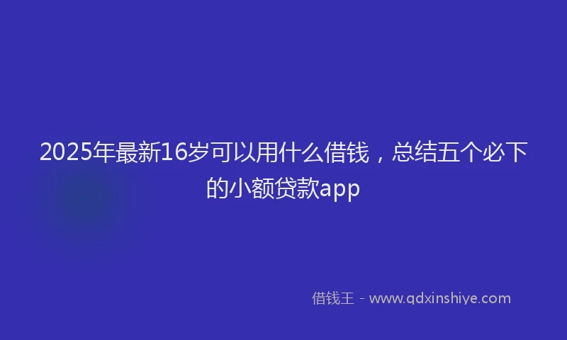 2025年最新16岁可以用什么借钱，总结五个必下的小额贷款app