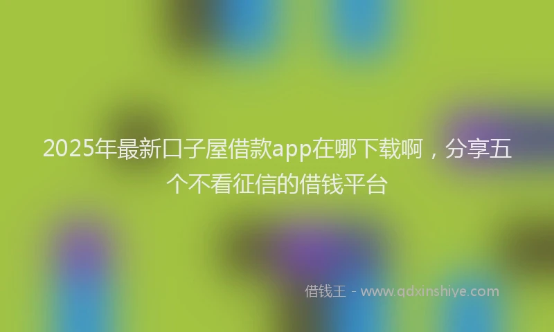 2025年最新口子屋借款app在哪下载啊，分享五个不看征信的借钱平台
