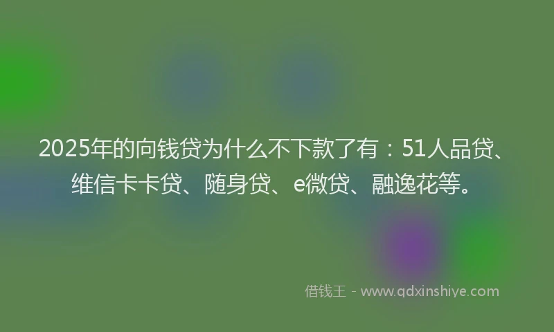 2025年的向钱贷为什么不下款了有：51人品贷、维信卡卡贷、随身贷、e微贷、融逸花等。
