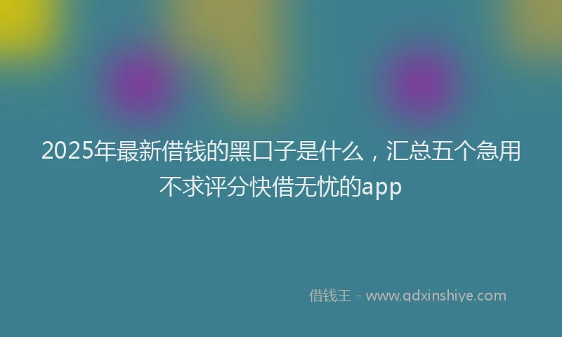 2025年最新借钱的黑口子是什么，汇总五个急用不求评分快借无忧的app