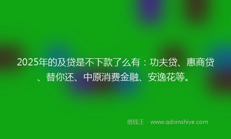 2025年的及贷是不下款了么有：功夫贷、惠商贷、替你还、中原消费金融、安逸花等。