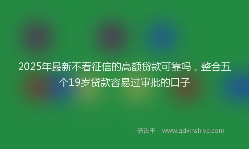 2025年最新不看征信的高额贷款可靠吗，整合五个19岁贷款容易过审批的口子