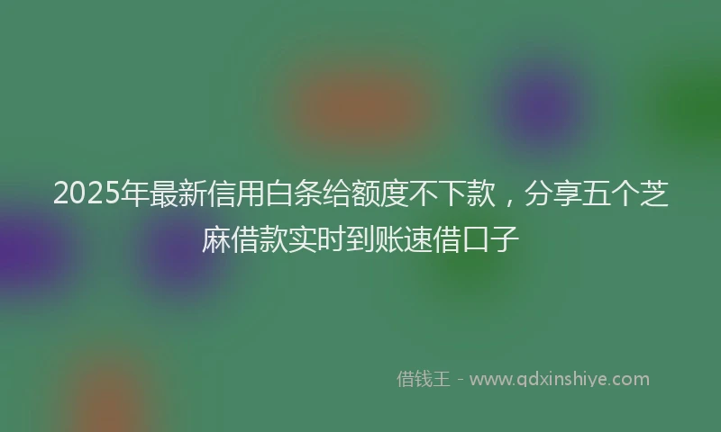 2025年最新信用白条给额度不下款，分享五个芝麻借款实时到账速借口子