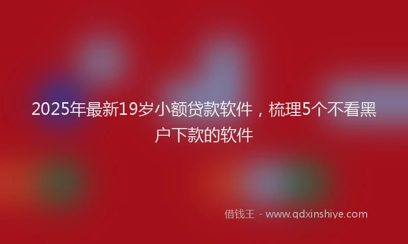 2025年最新19岁小额贷款软件，梳理5个不看黑户下款的软件