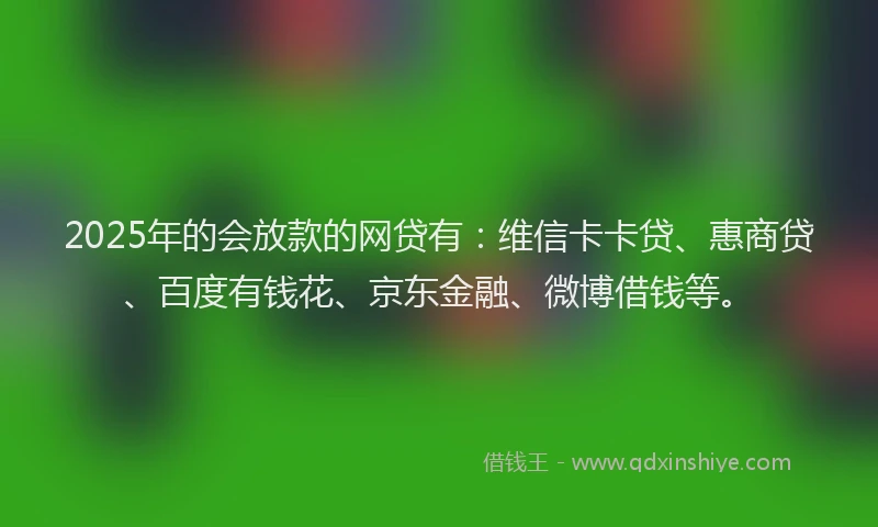 2025年的会放款的网贷有：维信卡卡贷、惠商贷、百度有钱花、京东金融、微博借钱等。