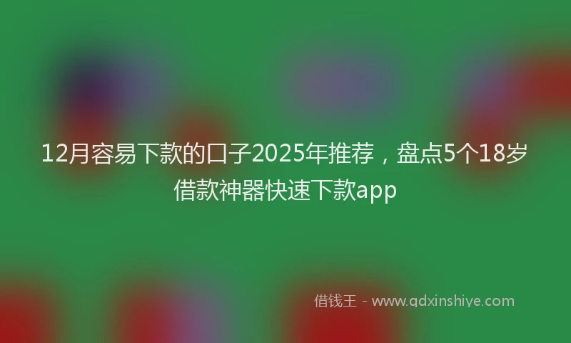 12月容易下款的口子2025年推荐，盘点5个18岁借款神器快速下款app