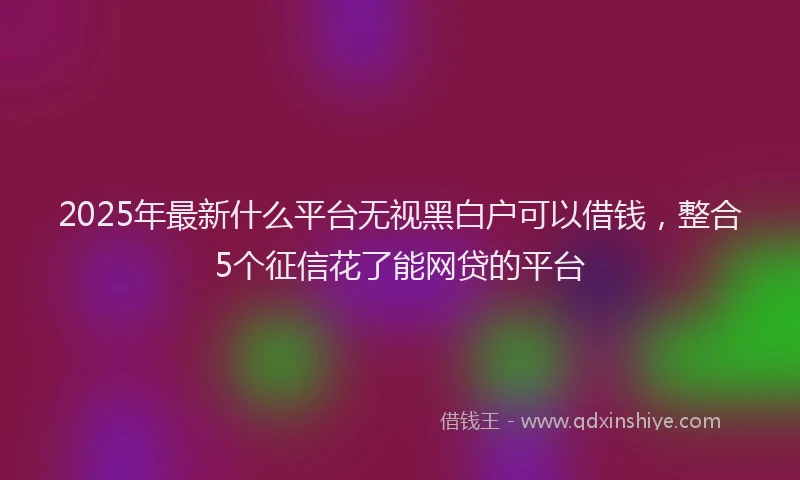 2025年最新什么平台无视黑白户可以借钱，整合5个征信花了能网贷的平台