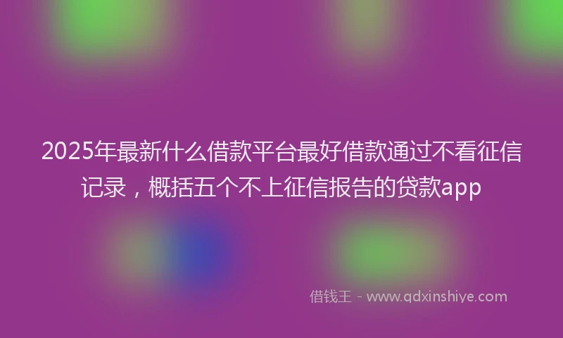 2025年最新什么借款平台最好借款通过不看征信记录，概括五个不上征信报告的贷款app