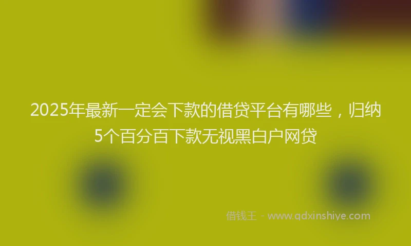 2025年最新一定会下款的借贷平台有哪些，归纳5个百分百下款无视黑白户网贷