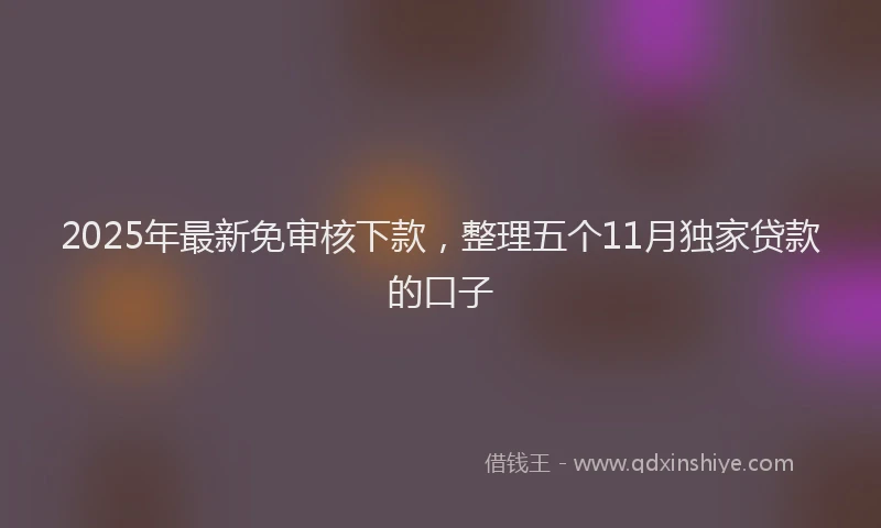 2025年最新免审核下款，整理五个11月独家贷款的口子