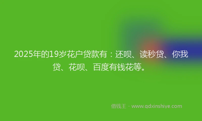 2025年的19岁花户贷款有：还呗、读秒贷、你我贷、花呗、百度有钱花等。