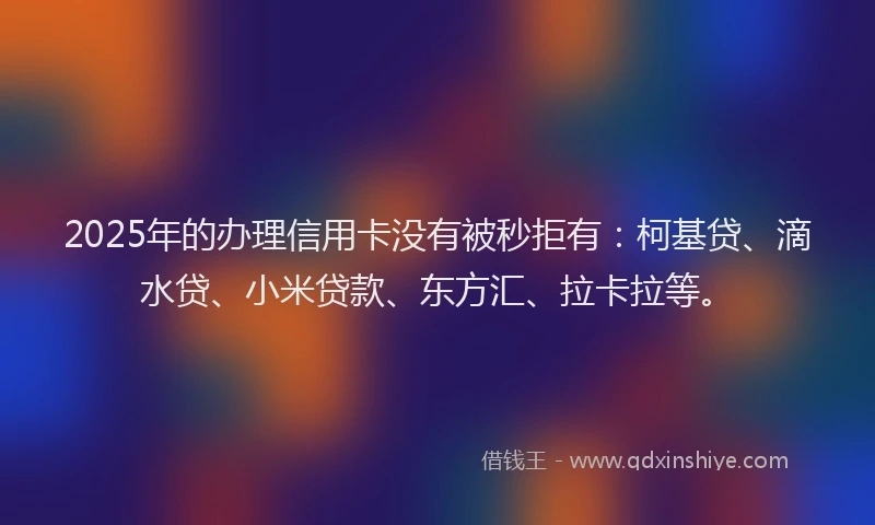 2025年的办理信用卡没有被秒拒有：柯基贷、滴水贷、小米贷款、东方汇、拉卡拉等。