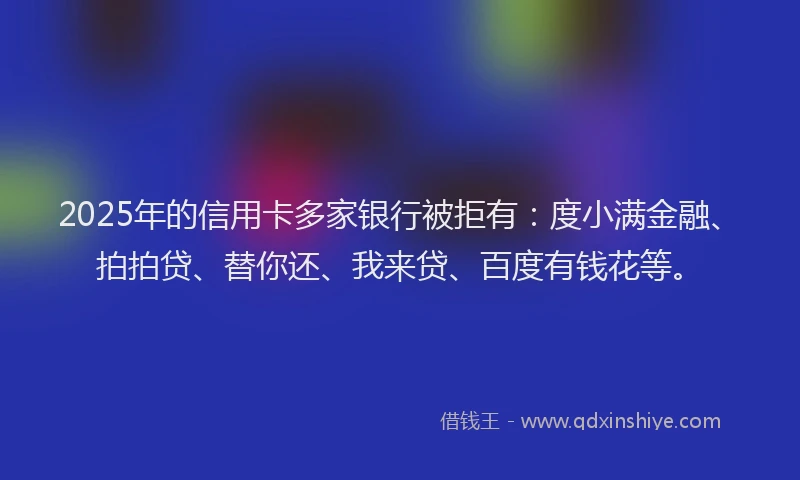 2025年的信用卡多家银行被拒有：度小满金融、拍拍贷、替你还、我来贷、百度有钱花等。