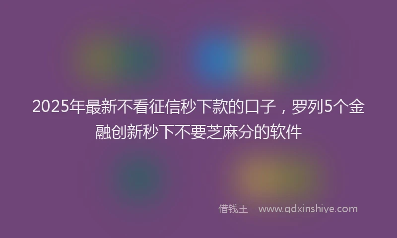 2025年最新不看征信秒下款的口子，罗列5个金融创新秒下不要芝麻分的软件
