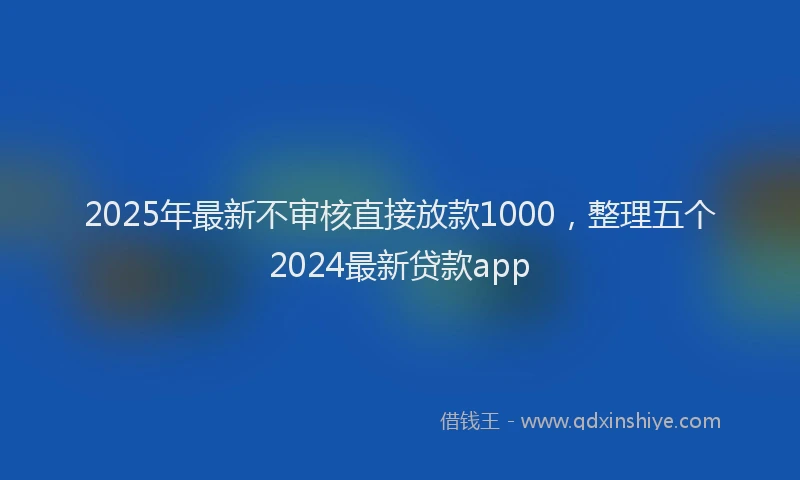 2025年最新不审核直接放款1000，整理五个2024最新贷款app