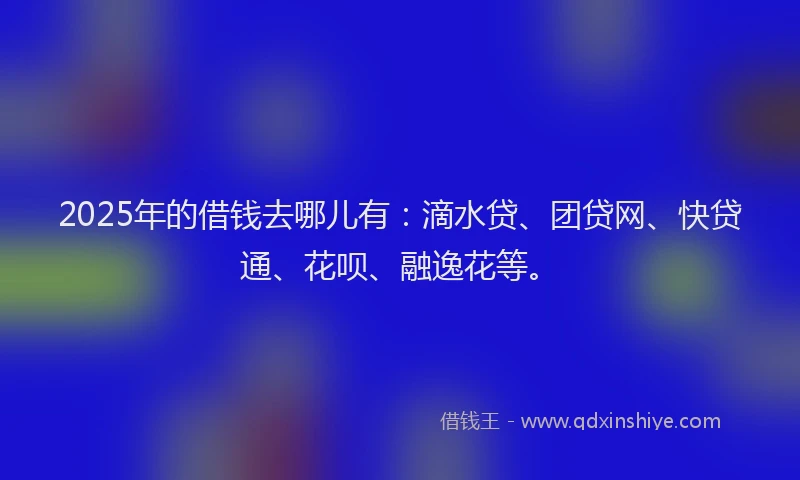 2025年的借钱去哪儿有：滴水贷、团贷网、快贷通、花呗、融逸花等。