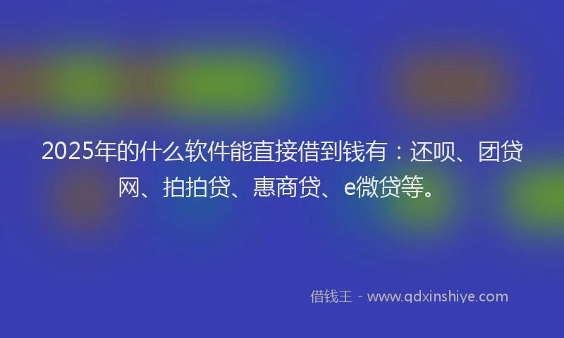 2025年的什么软件能直接借到钱有：还呗、团贷网、拍拍贷、惠商贷、e微贷等。