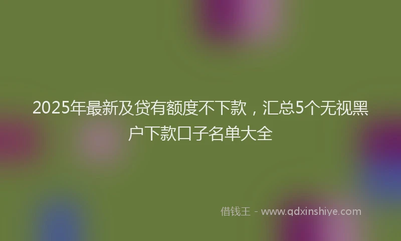 2025年最新及贷有额度不下款，汇总5个无视黑户下款口子名单大全