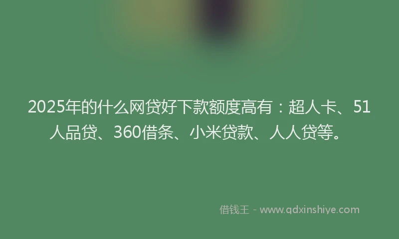 2025年的什么网贷好下款额度高有：超人卡、51人品贷、360借条、小米贷款、人人贷等。
