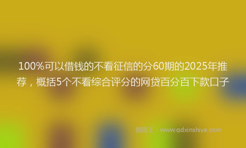 100%可以借钱的不看征信的分60期的2025年推荐，概括5个不看综合评分的网贷百分百下款口子