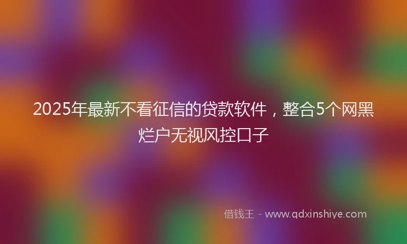 2025年最新不看征信的贷款软件，整合5个网黑烂户无视风控口子