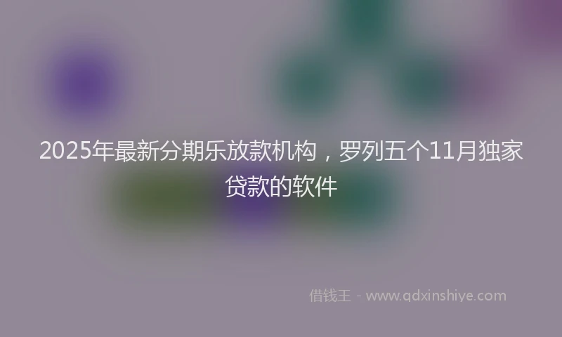 2025年最新分期乐放款机构，罗列五个11月独家贷款的软件