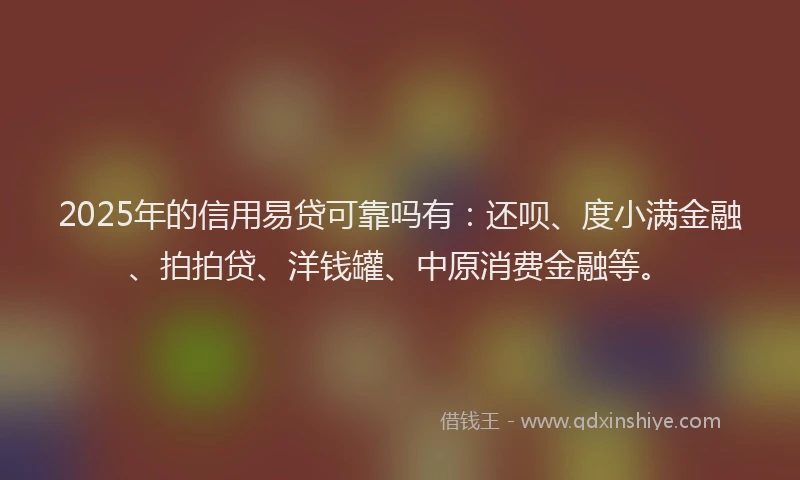 2025年的信用易贷可靠吗有：还呗、度小满金融、拍拍贷、洋钱罐、中原消费金融等。