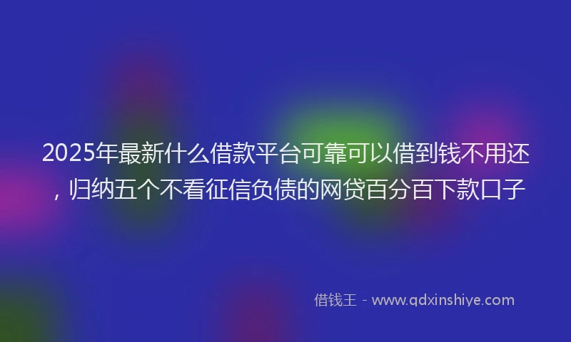 2025年最新什么借款平台可靠可以借到钱不用还，归纳五个不看征信负债的网贷百分百下款口子