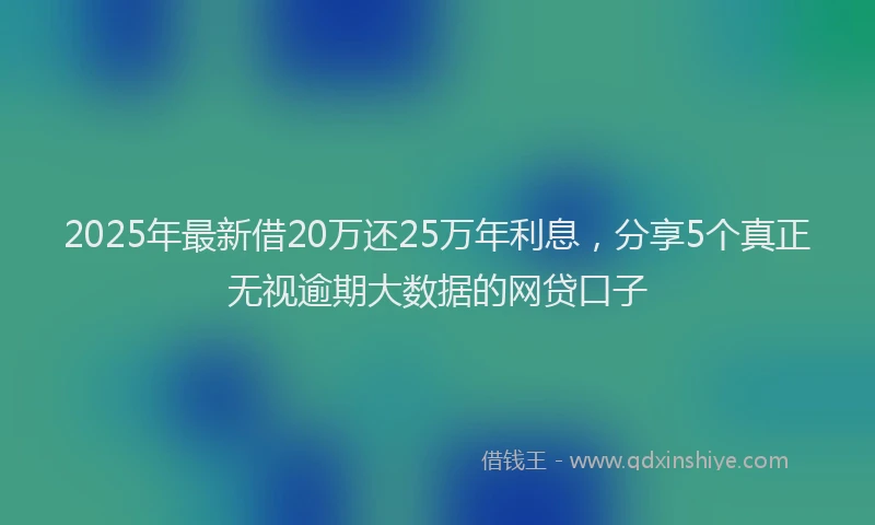 2025年最新借20万还25万年利息，分享5个真正无视逾期大数据的网贷口子