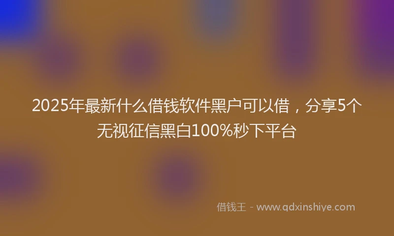 2025年最新什么借钱软件黑户可以借，分享5个无视征信黑白100%秒下平台