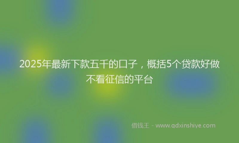 2025年最新下款五千的口子，概括5个贷款好做不看征信的平台